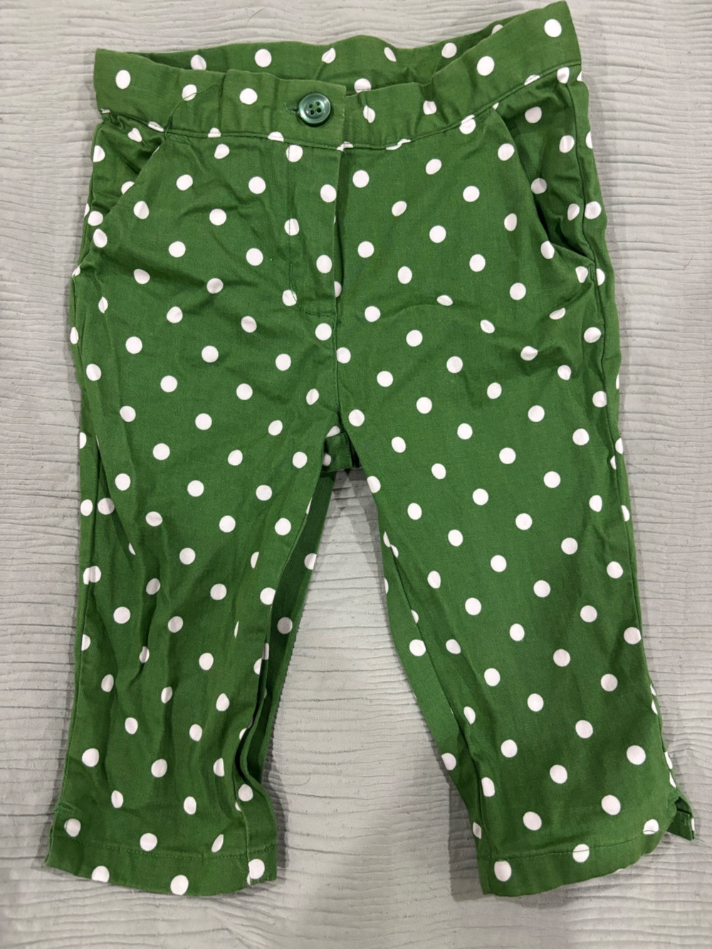 Janie and Jack Green Polka Dot Pants